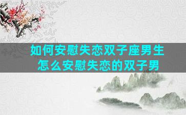 如何安慰失恋双子座男生 怎么安慰失恋的双子男